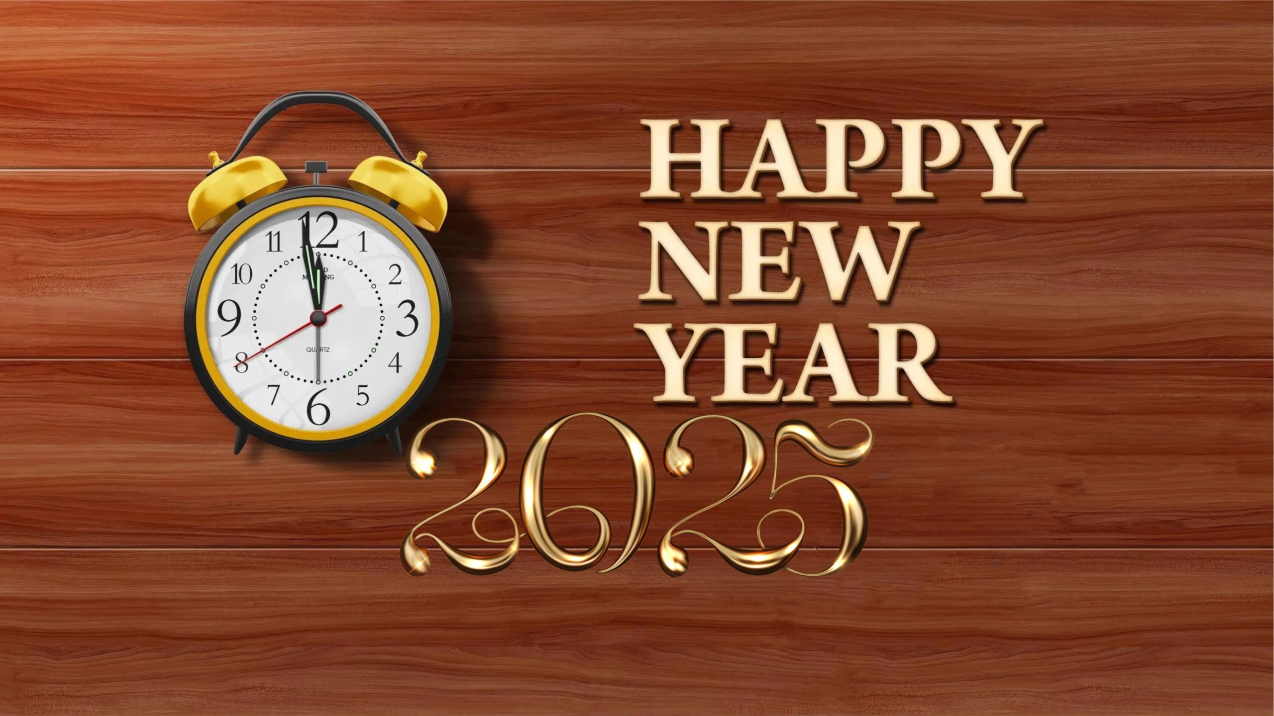 New Year 2025 4k Ultra HD Wallpaper wood background