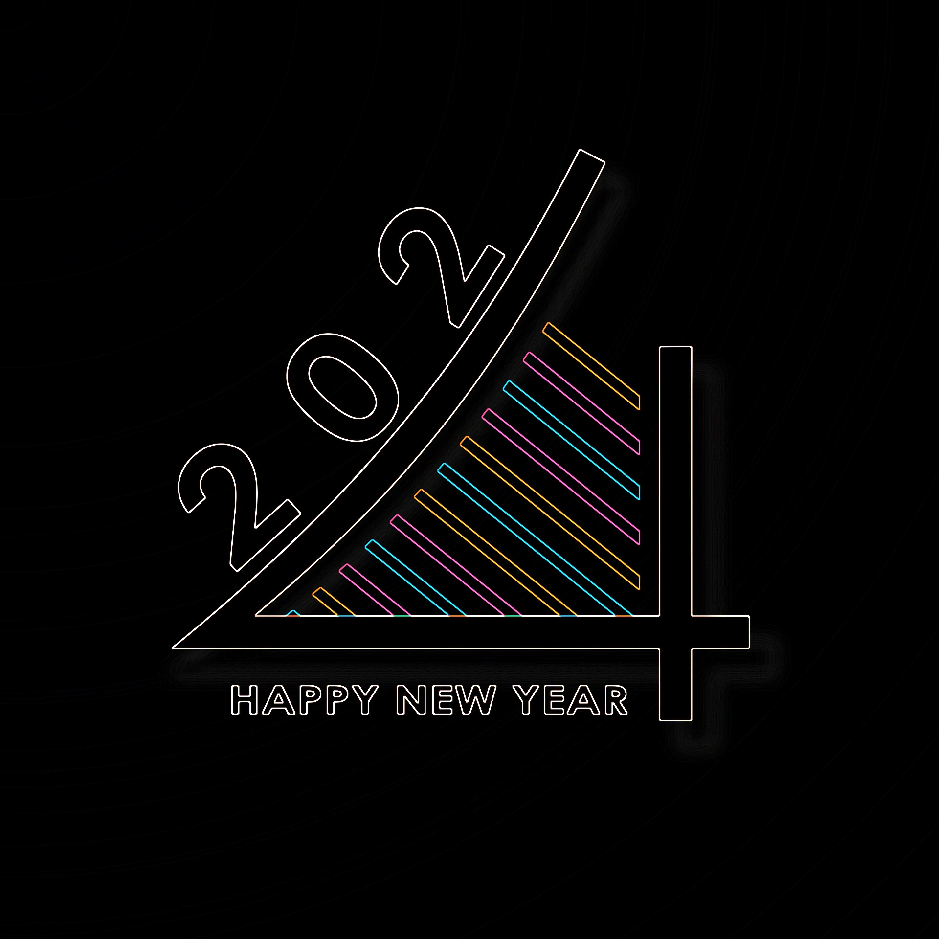 happy new year 2024 celebration illustration with colorful lines vector