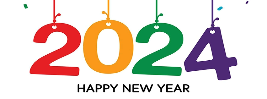 happy new year 2024 design colorful premium design for poster banner greeting and new year 2024 celebration free vector