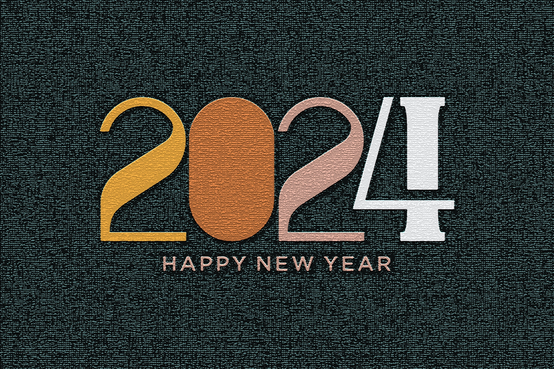 happy new year 2024 lettering in retro colors flat style new year greeting for calendar greeting card free vector