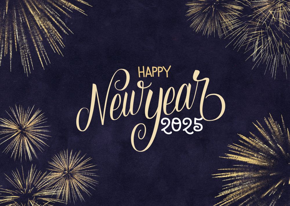 happy new year 2025 celebration illustration with colorful lines vector