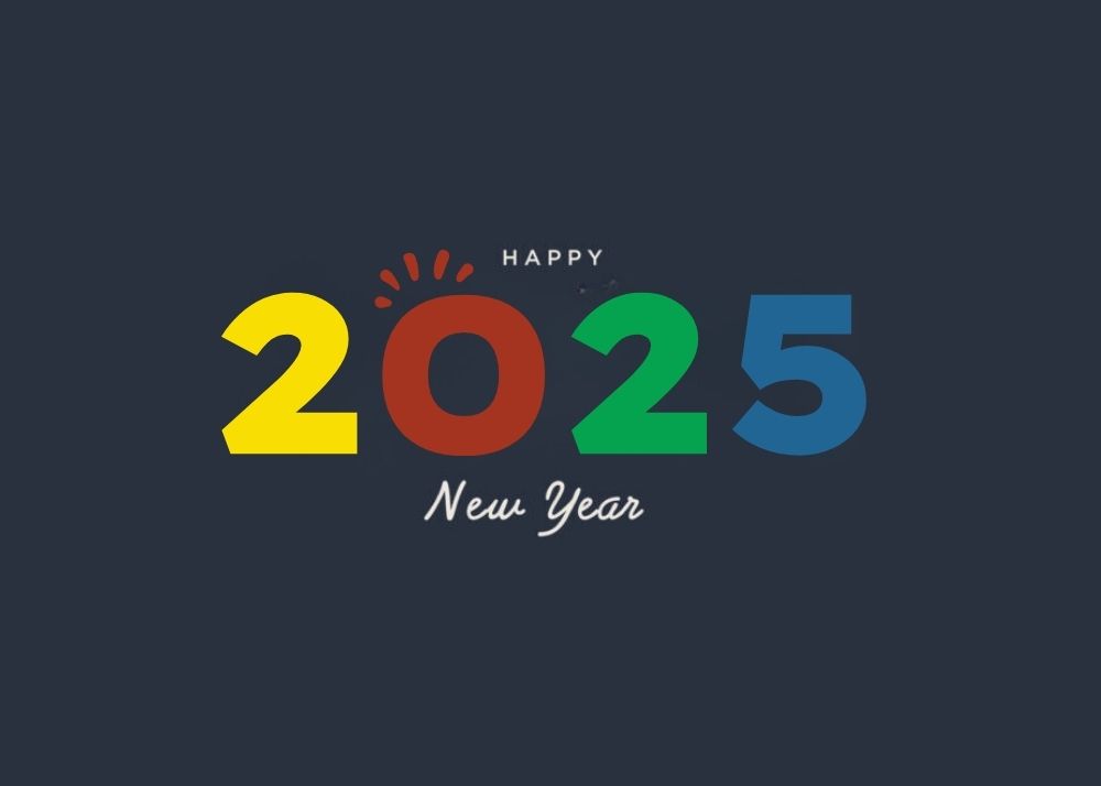 happy new year 2025 in retro color style free vector