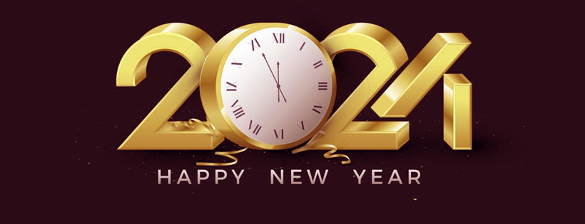 2024 Clock Countdown Facebook Cover for Happy 2024