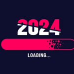 2024 Countdown Loading Bar Progress Digital Technology Black Yellow Color