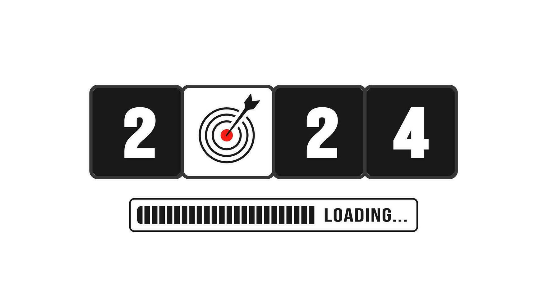 2024 goal sign loading bar progress digital technology black color background happy new year 2024 loading bar start goal plan and strategy 2023 to 2024 loading business web banner vector