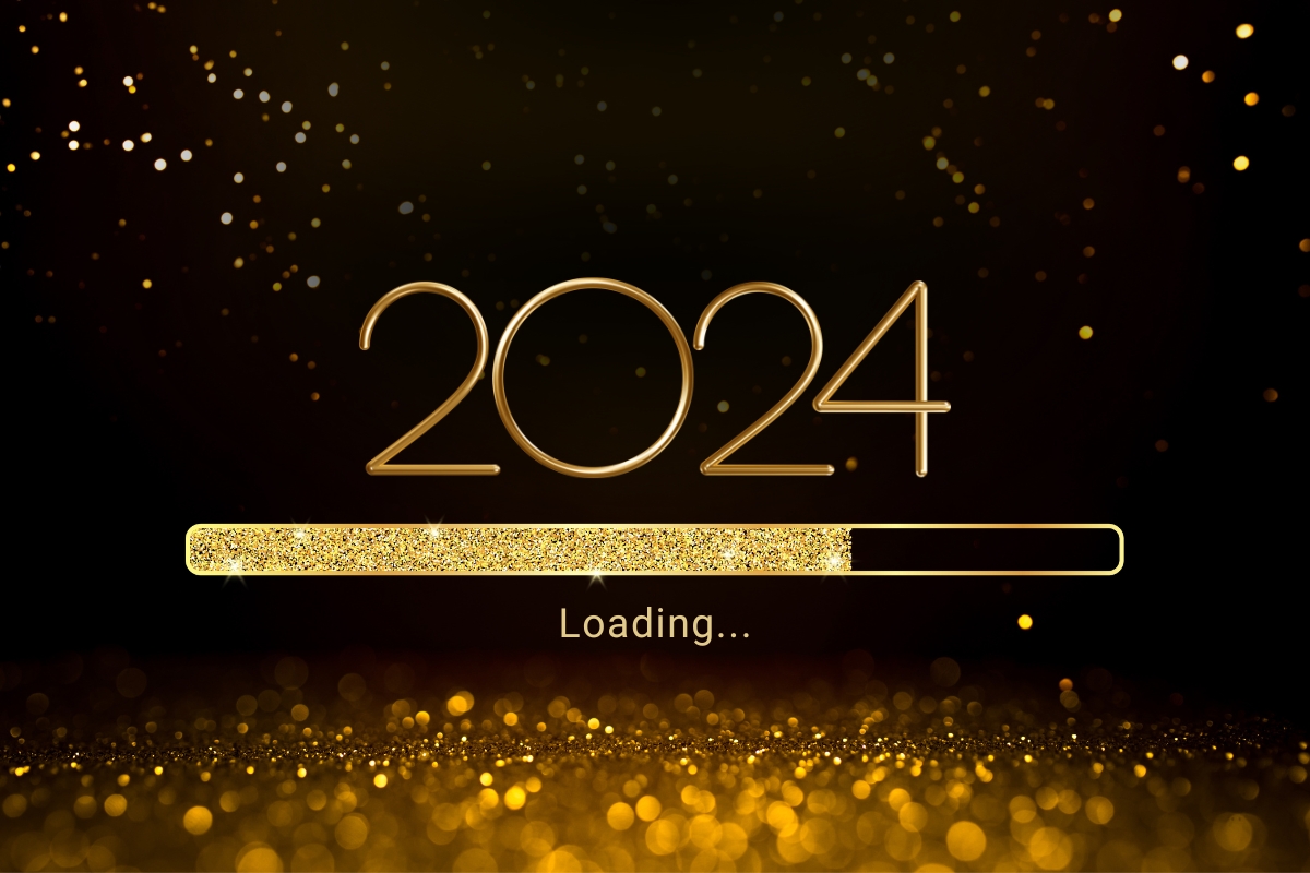 2024 is loading gold background