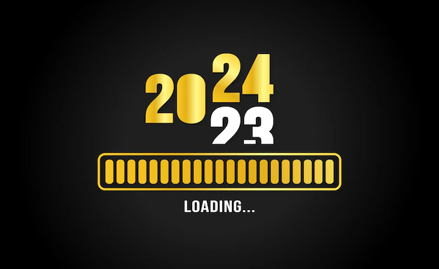 2024 loading bar progress digital technology golden color background