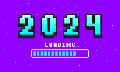 2024 pixel art banner for new year loading