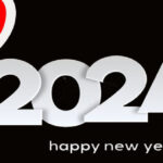 Happy New Year 2024 facebook Cover Black and White with Hearts