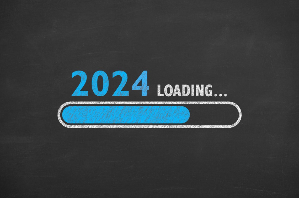 Loading New Year 2023 On Blackboard Background High Res
