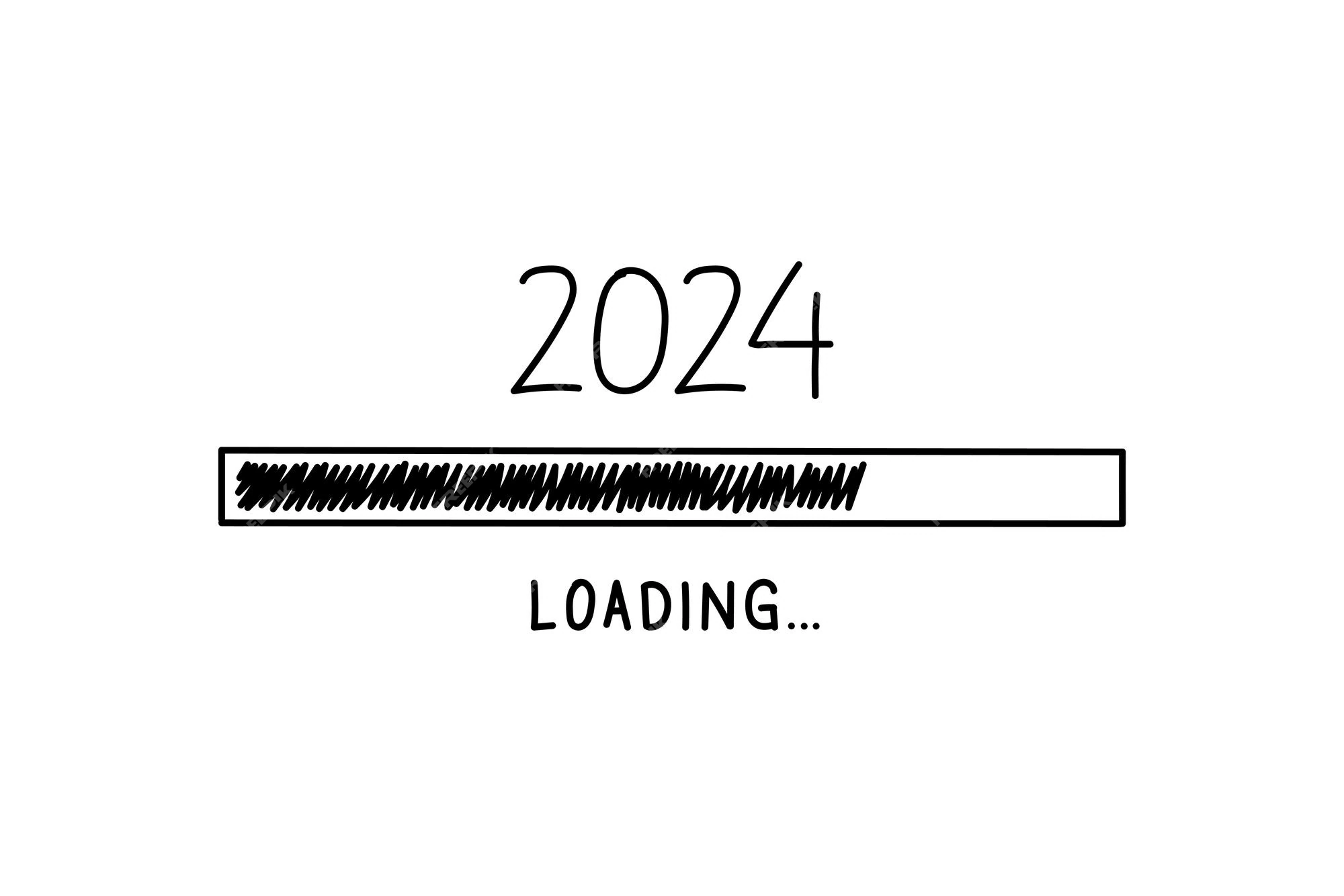 loading process ahead 2024 new year doodle style