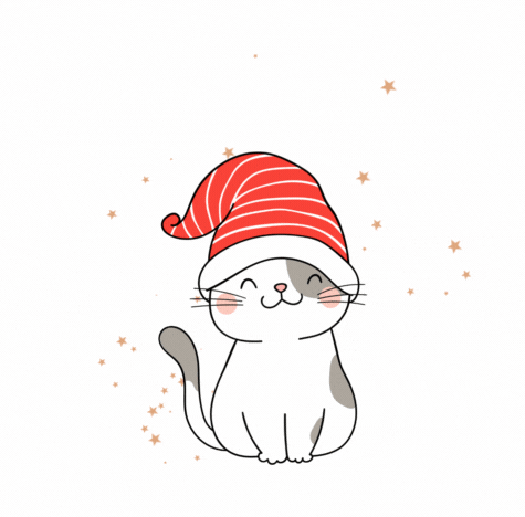 Cute Cat Funny Meow Gif for Christmas Merry XMAS Funny Cat animation