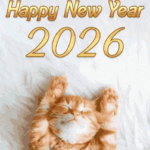 happy new year 2026 funny cat gif animated