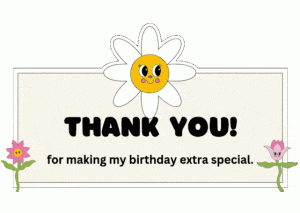 Pink Quirky Birthday Thank You Card