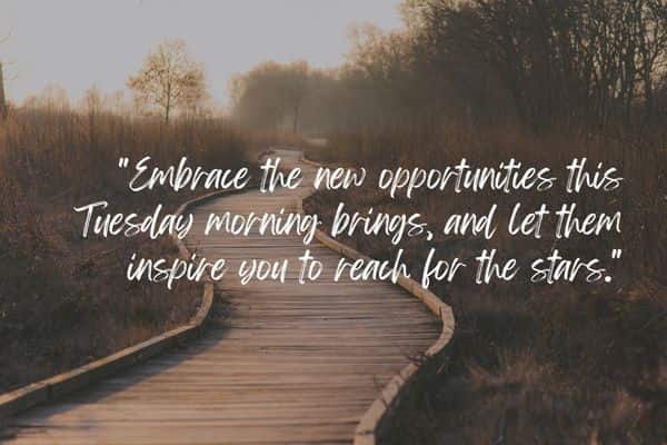 Embrace the new opportunities this Tuesday morning brings and let them inspire you to reach for the stars