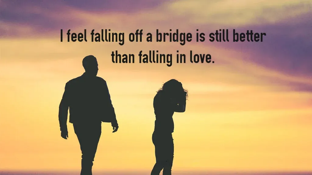 I feel falling off a bridge is still better than falling in love
