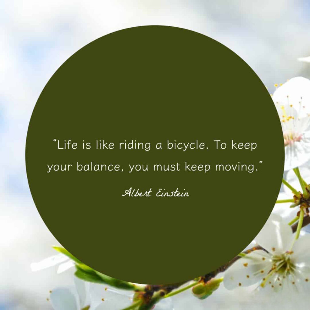Life is like riding a bicycle. To keep your balance you must keep moving