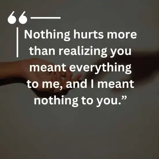 Nothing hurts more than realizing you meant everything to me and I meant nothing to you