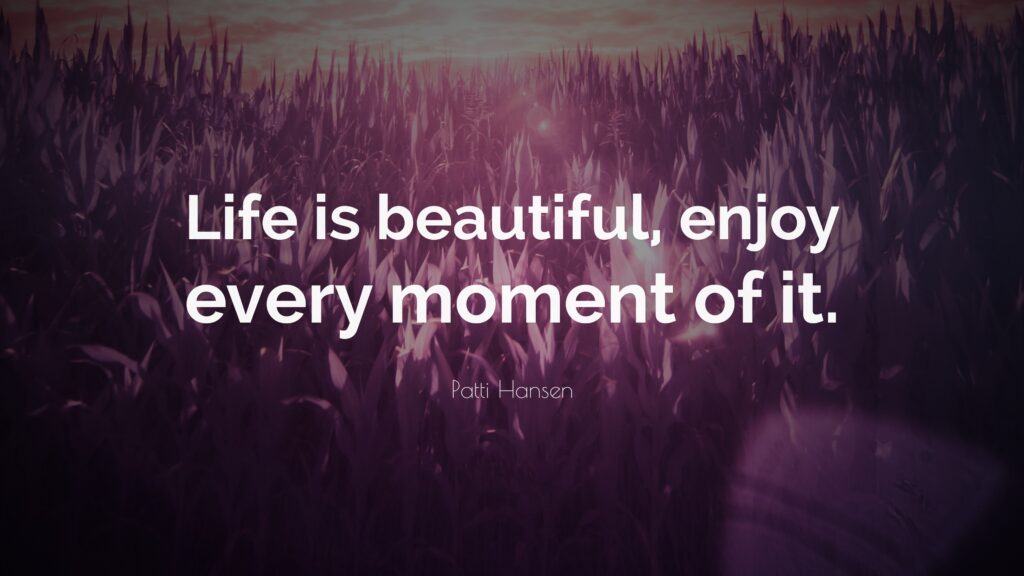 Patti Hansen Quote Life is beautiful enjoy every moment of it