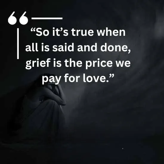 So its true when all is said and done grief is the price we pay for love