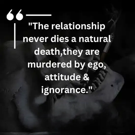 The relationship never dies a natural death they are murdered by ego attitude ignorance