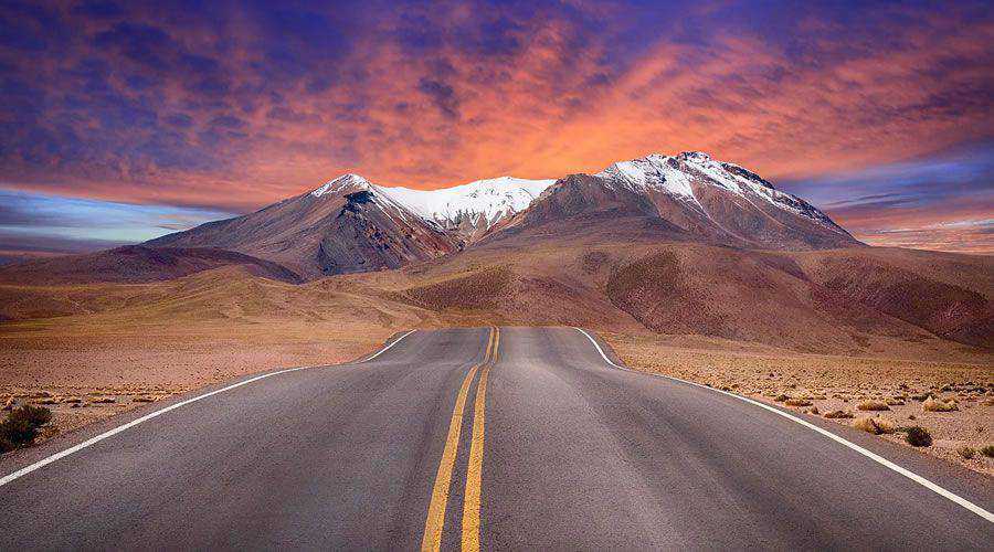 high resolution 4k desktop wallpaper Beautiful Mountain Road Landscape at Sunset by Enrique Lopezgarre