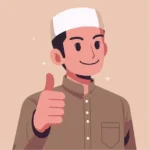muslim guy expressing thumbs up flat design style_DP
