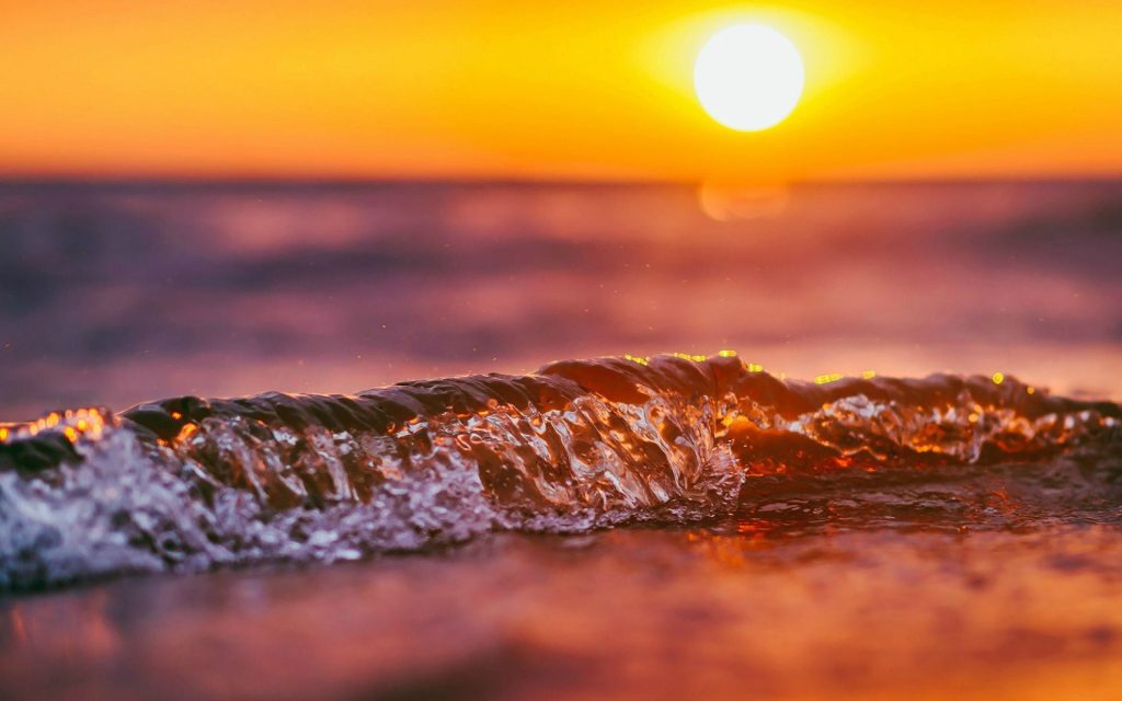 Good morning rising sun and sea . Rocks Red Sun HD wallpaper