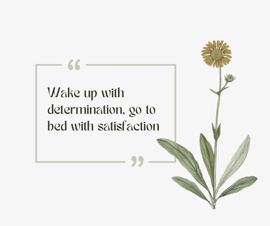 Wake up with determination go to bed with satisfaction