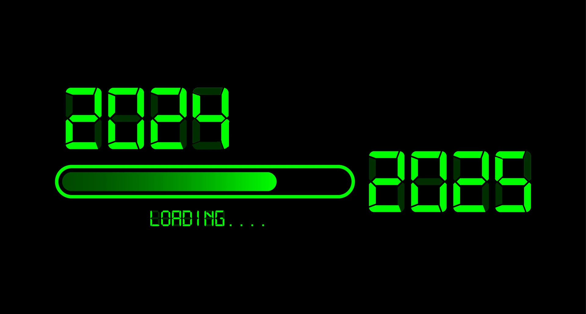 2024 with loading to up 2025 happy new year green led neon digital time style progress bar almost reaching new year s eve illustration with display 