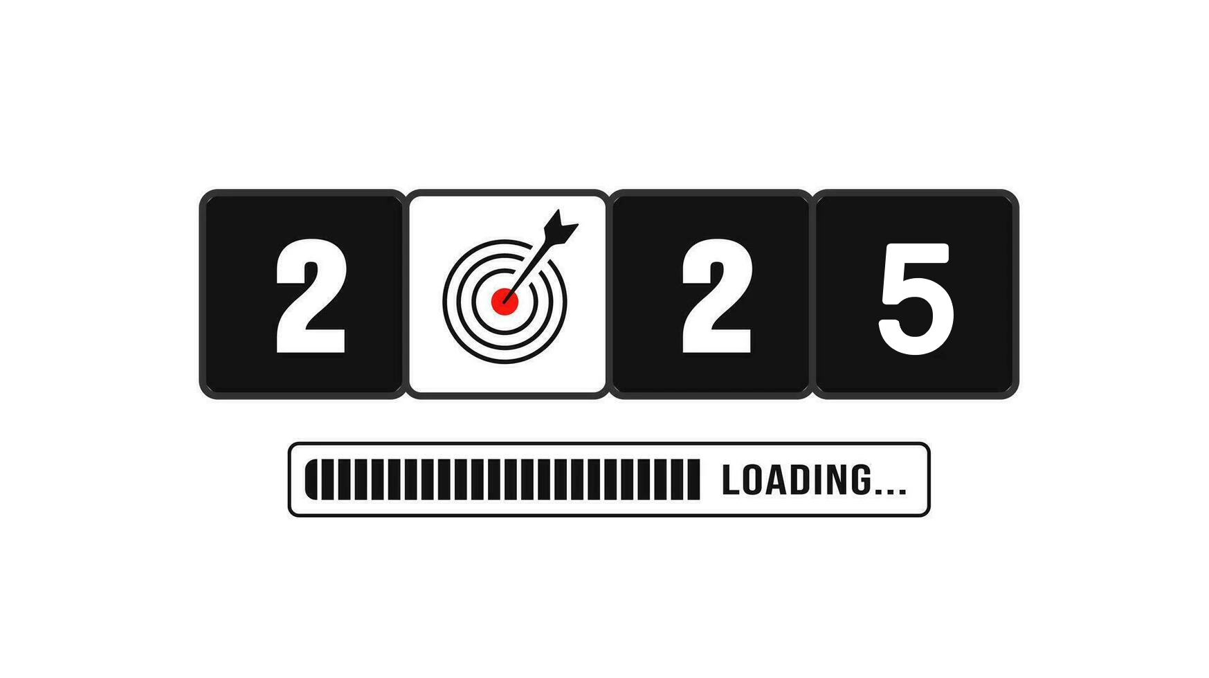 2025 goal sign loading bar progress digital technology black color background 