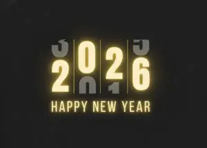 Black Minimalist Happy New Year 2026 Facebook Post