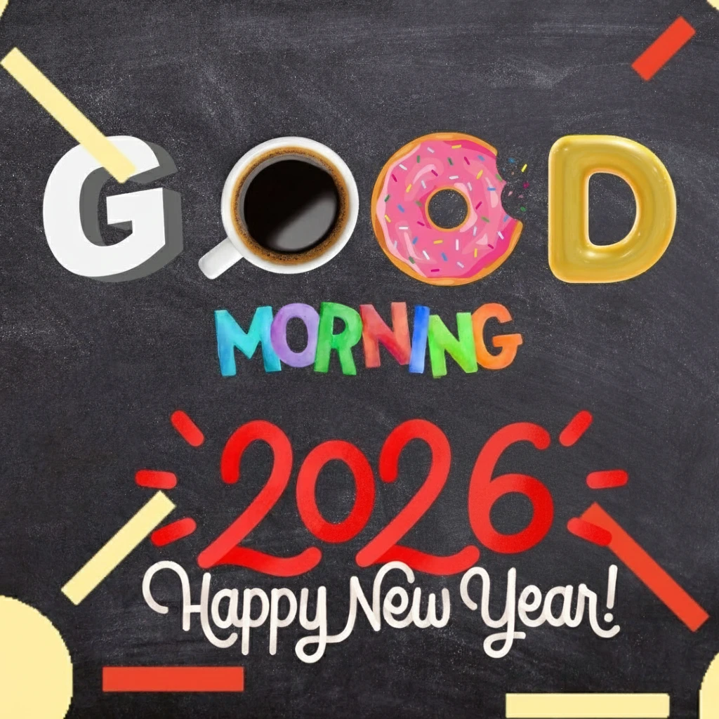 Black Modern Good Morning 2026 happy new year image