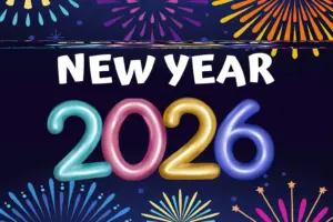 Black Modern Happy New Year 2026 wallpaper