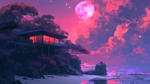 Dreamy Aesthetic Home Under Moonlight HD Wallpaper 2k Dreamy Aesthetic Home Under Moonlight HD Wallpaper 2k