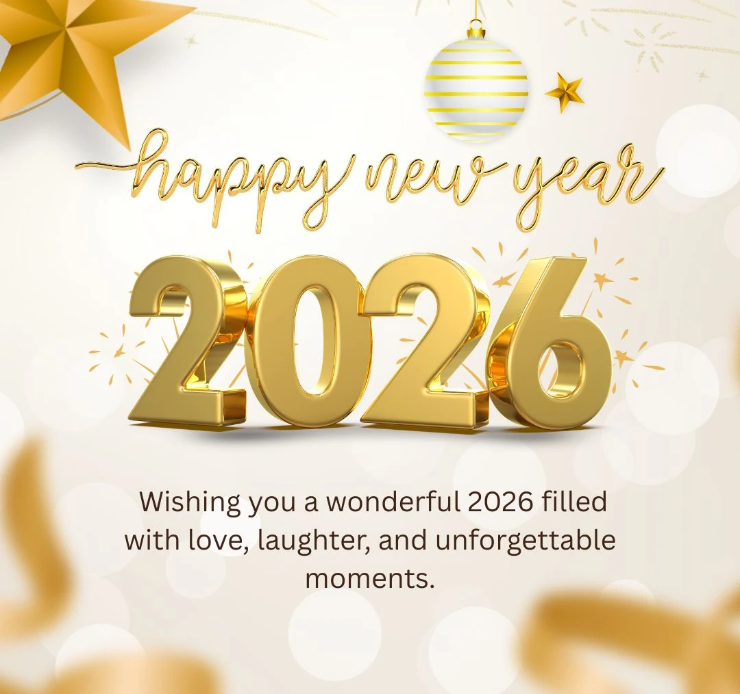 Gold Festive Happy New Year 2026 wishes message Instagram Post