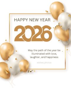 Gold White Elegant Happy New Year 2026 wishes messages