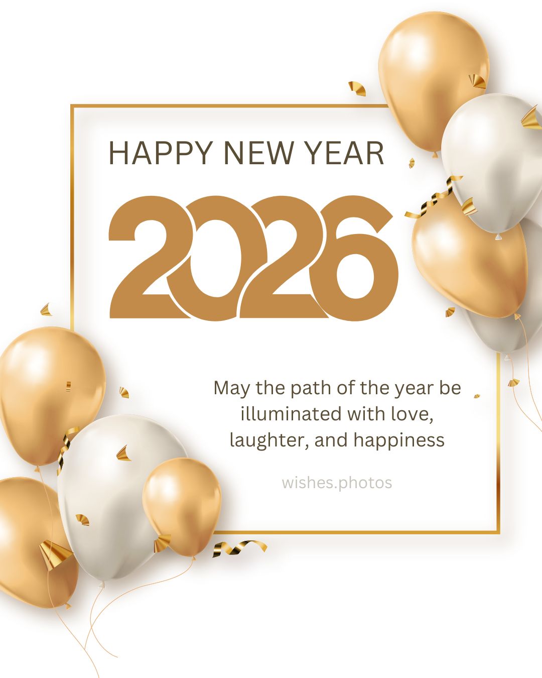 Gold White Elegant Happy New Year 2026 wishes messages