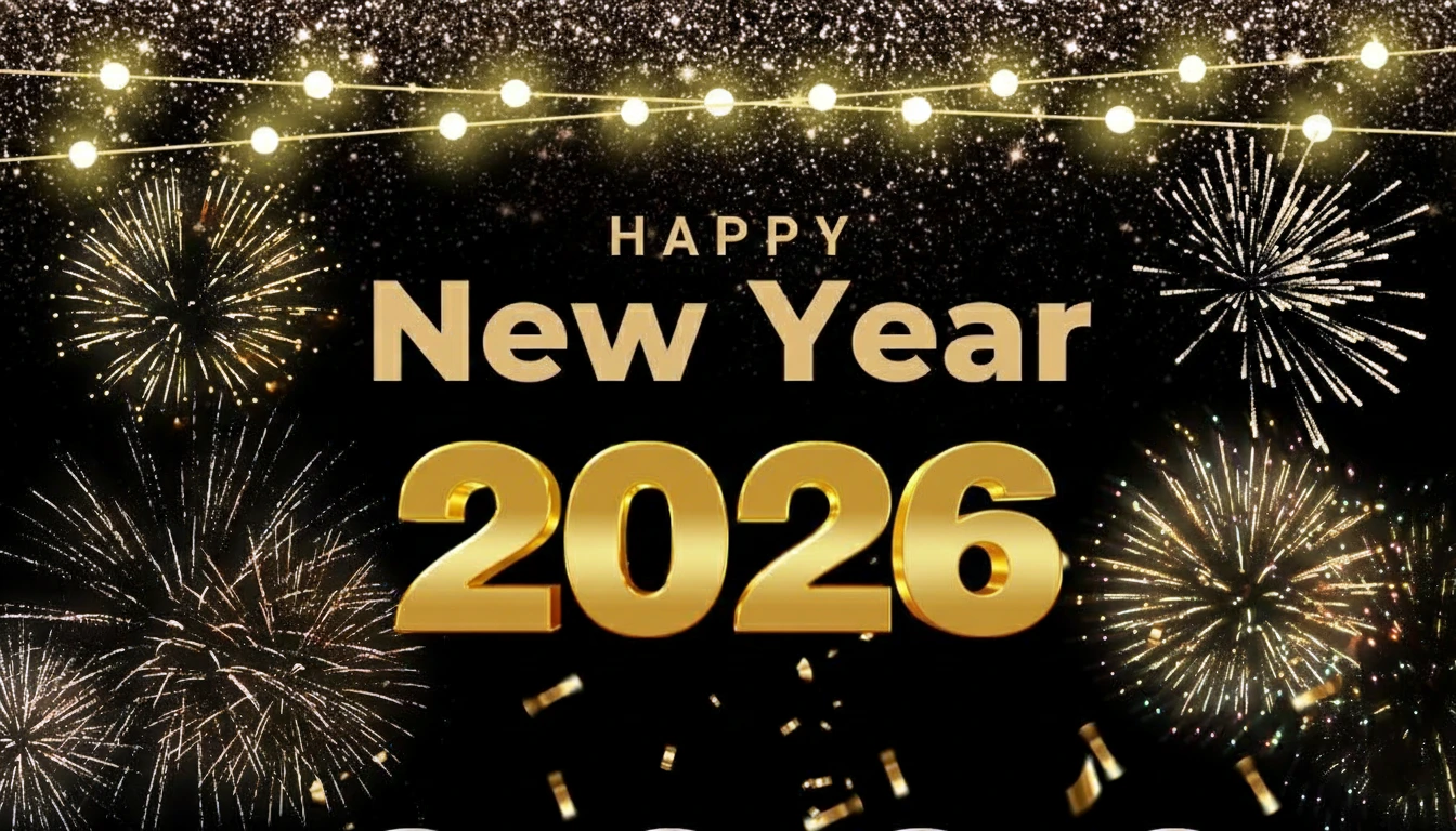 Good Morning Happy New Year 2026 Images with christmas background