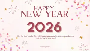 Happy New Year 2026 Greeting – Colorful Confetti and Fireworks on Light Pink Background with Blessing Message 1 Happy New Year 2026 Greeting – Colorful Confetti and Fireworks on Light Pink Background with Blessing Message
