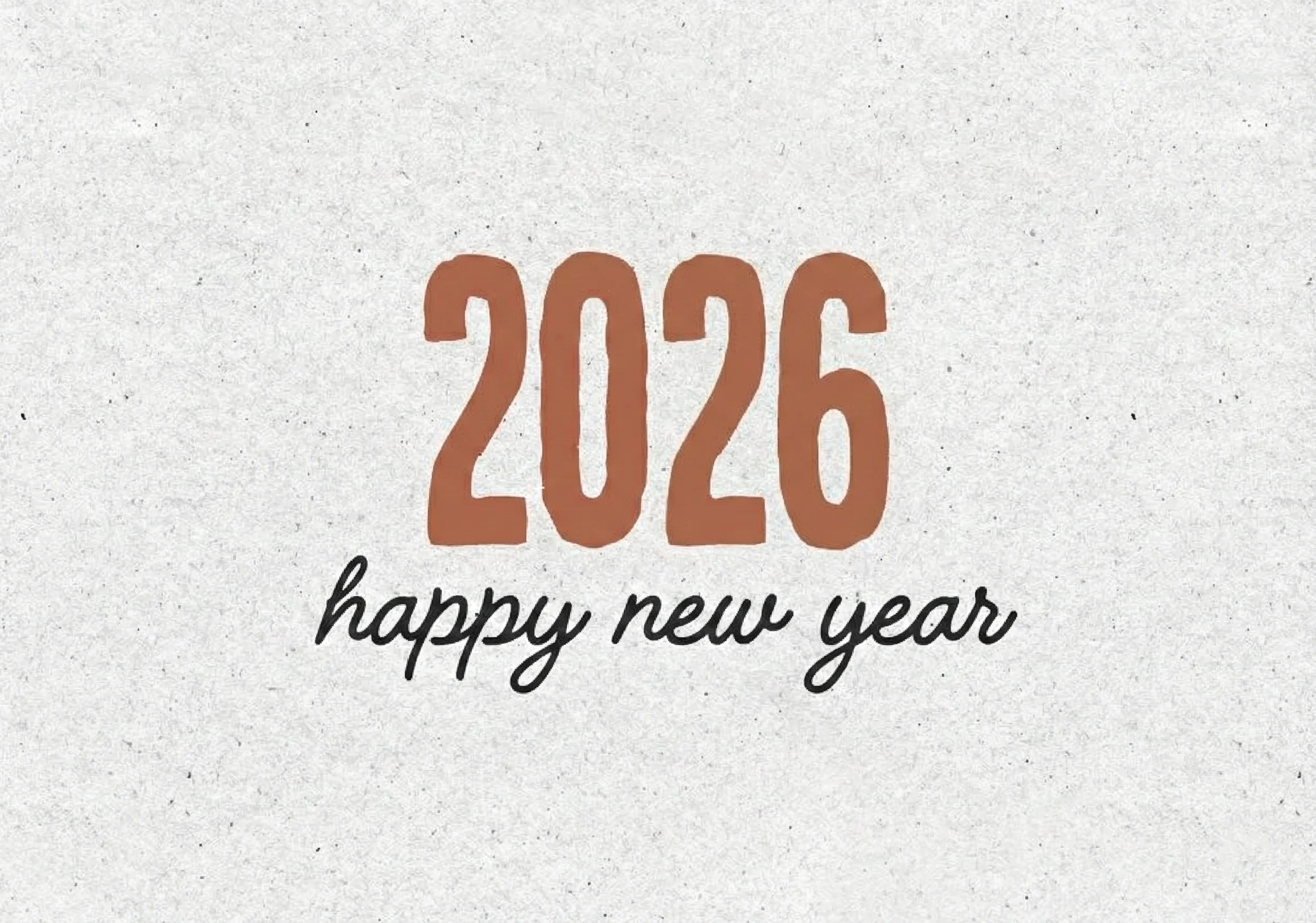Happy New Year 2026 Greeting – Elegant Brown Typography on Light Textured Background Happy New Year 2026 Greeting – Elegant Brown Typography on Light Textured Background