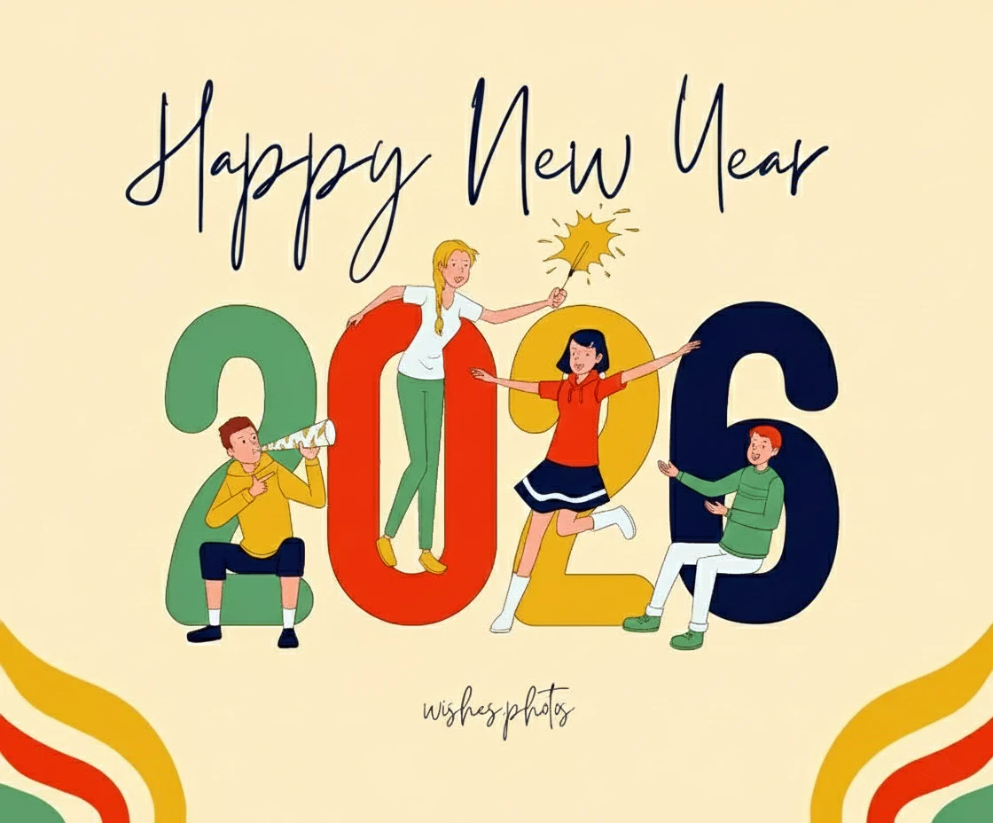 Happy New Year 2026 Greetings with lighting Happy New Year 2026 Greetings with lighting