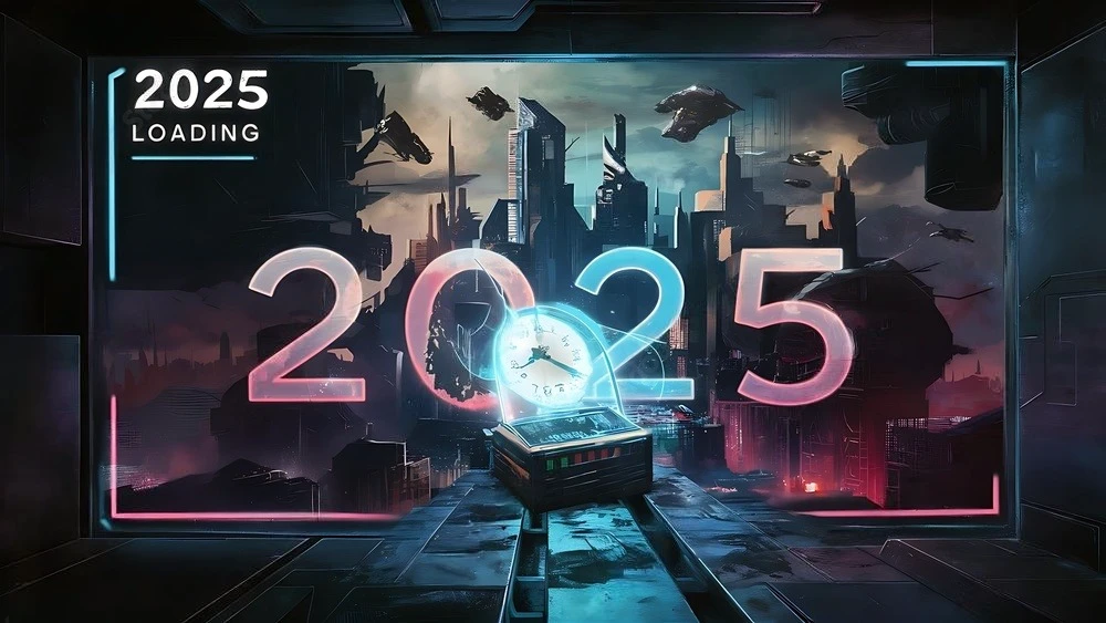 Happy new year 2025 gaming loading screen.New concept . Modern day concept.