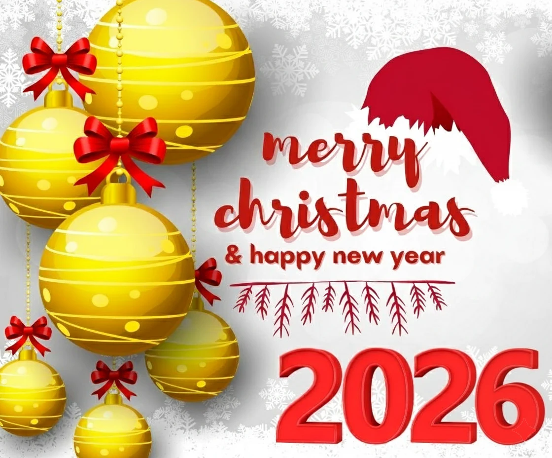 Lettering Merry Christmas Happy New Year 2026 Simple Vector Illustration Lettering Merry Christmas Happy New Year 2026 Simple Vector Illustration