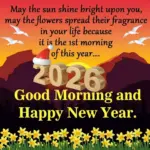 May the sun shine bright upon you, may the flowers spread their fragrance in your life because it is the 1st morning of this year…. 2026 Good Morning and Happy New Year