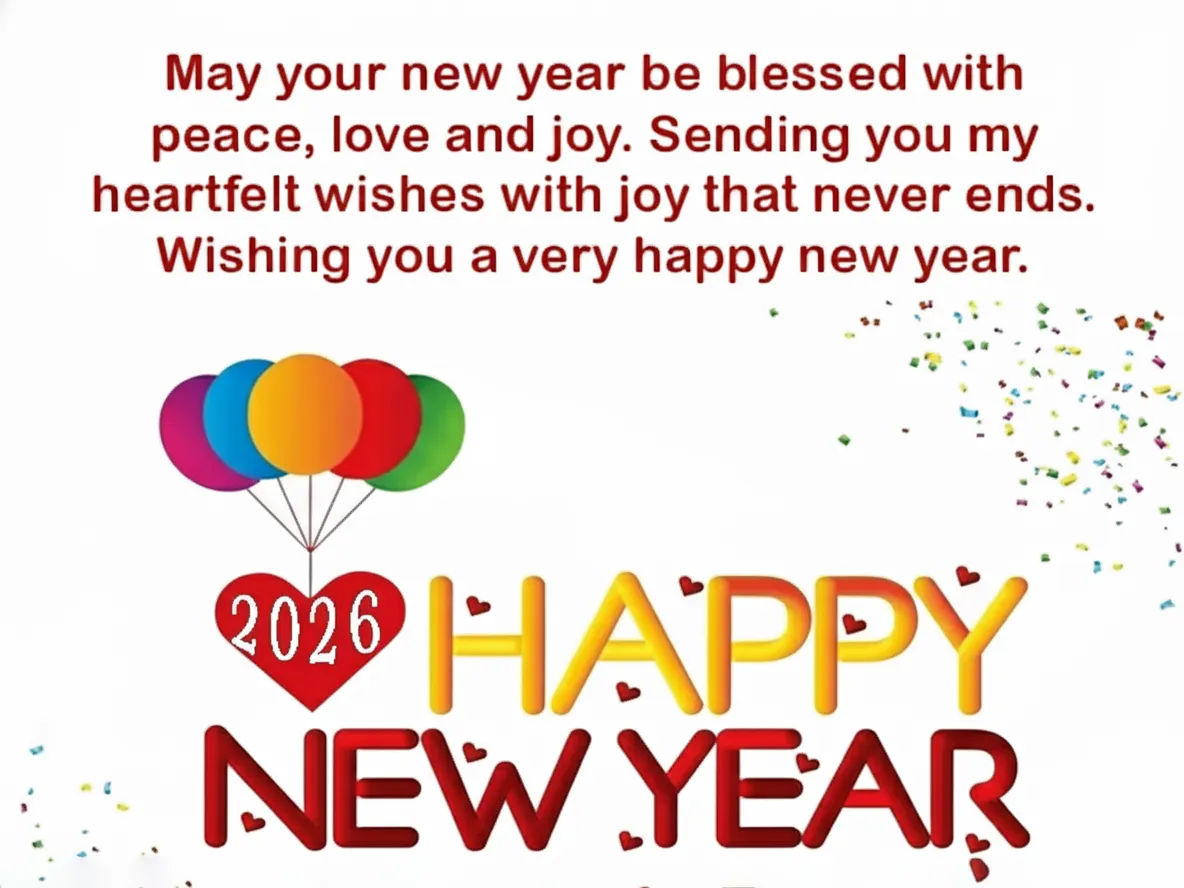 Top Happy New Year 2026 Images with May your new year be blessed with peace love and joy. Sending you my heartfelt wishes with joy that never ends. Wishing you a very happy new year Top Happy New Year 2026 Images with May your new year be blessed with peace, love and joy. Sending you my heartfelt wishes with joy that never ends. Wishing you a very happy new year.