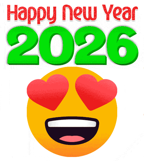 happy new year 2026 funny love emoji gif