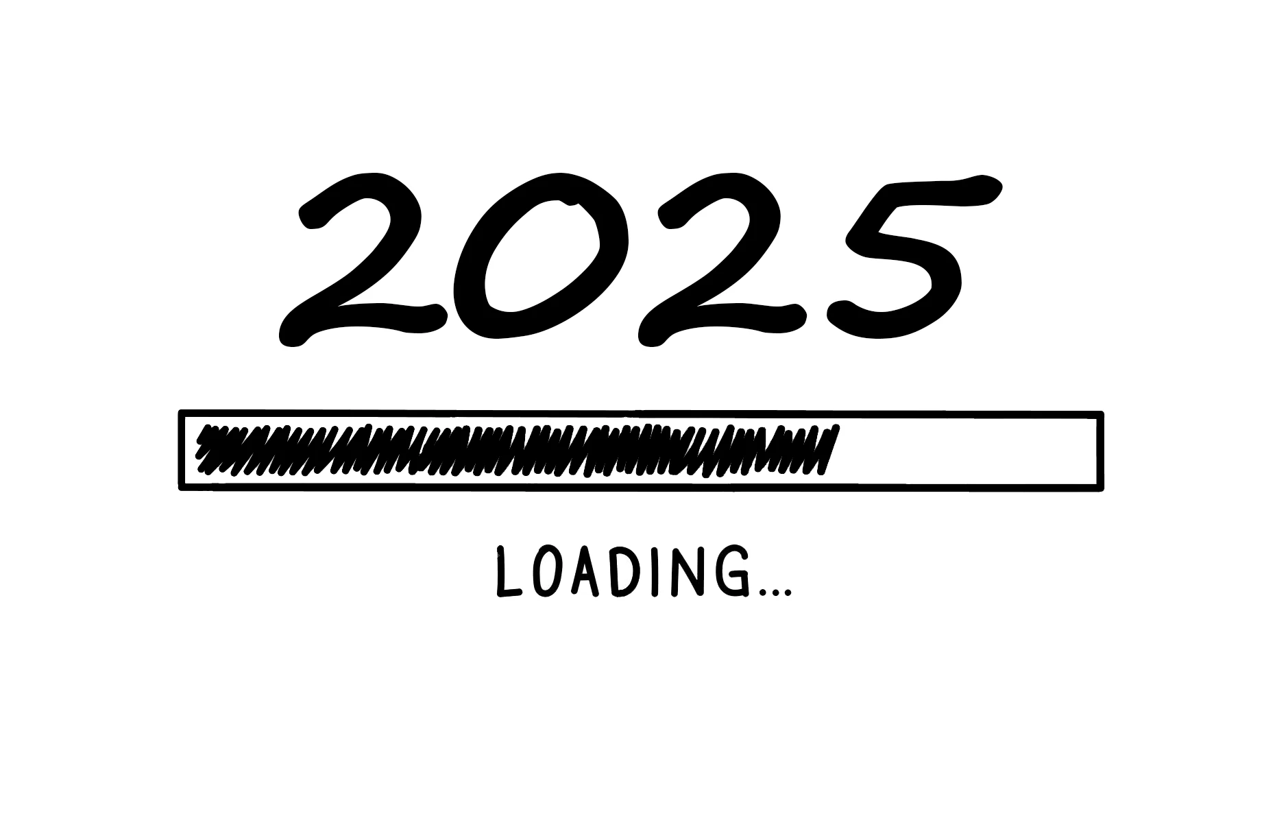 loading process ahead 2025 new year doodle style