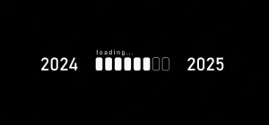 white loading bar from 2024 to 2025 on a black background New Year concept