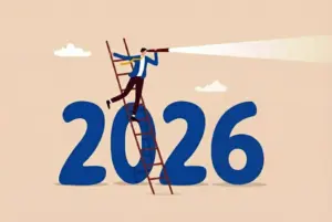 year 2026 business outlook forecast or plan ahead vision for future success new year goal or achievement company target or hope concept businessman climb up on year 2026 to see business outlook vector year 2026 business outlook forecast or plan ahead vision for future success new year goal or achievement company target or hope concept businessman climb up on year 2026 to see business outlook vector